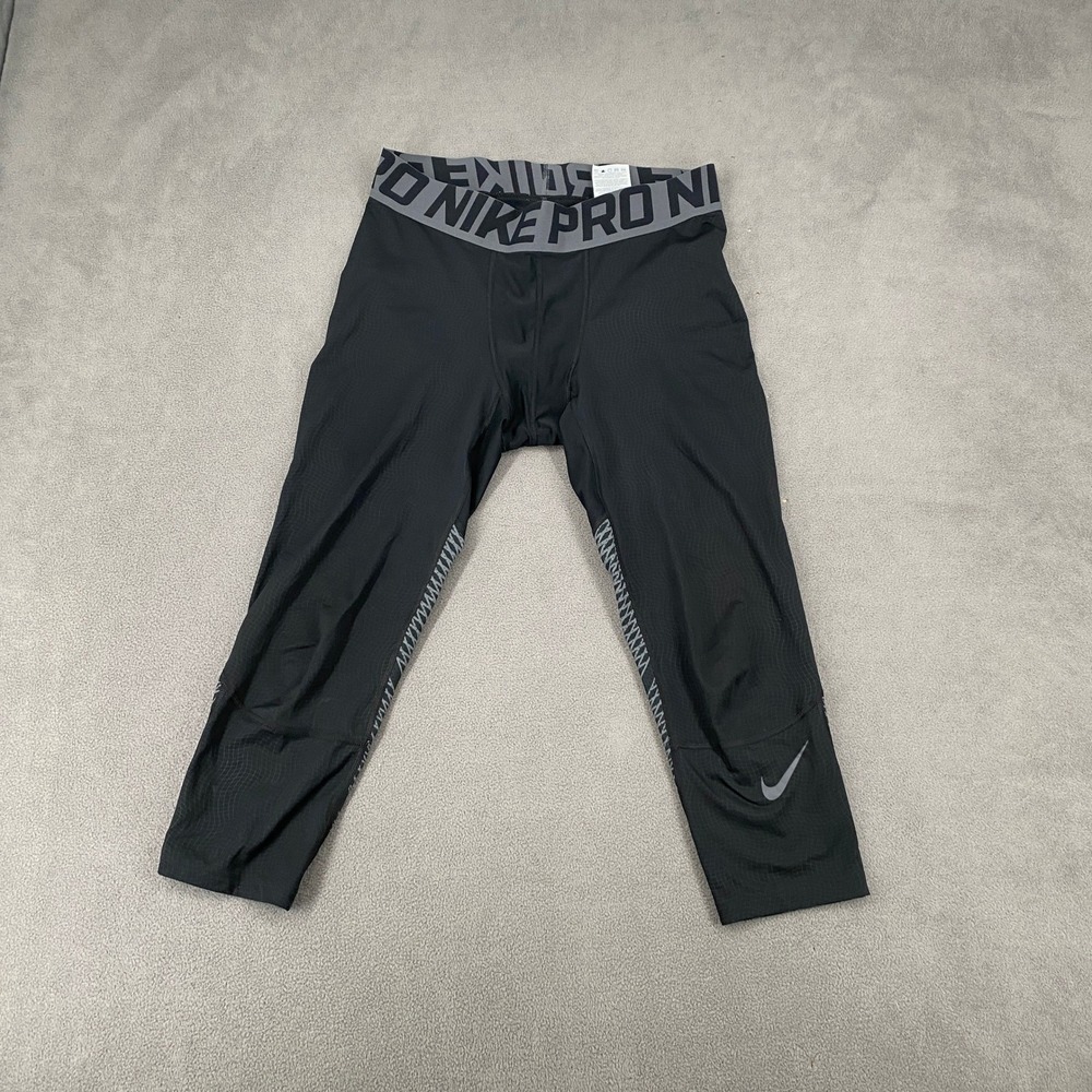 Nike Pro Hypercool Mens Compression Tights Black Cropped Leggings Large 5765